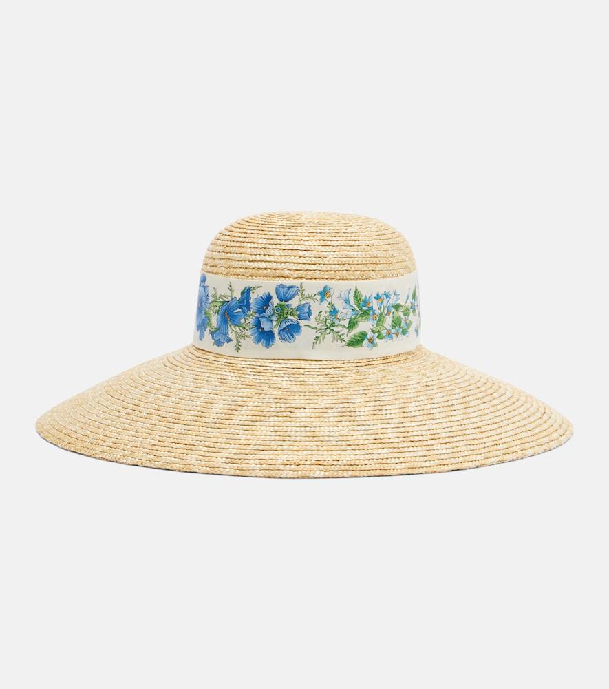 ferragamo scarf-detail raffia sun hat