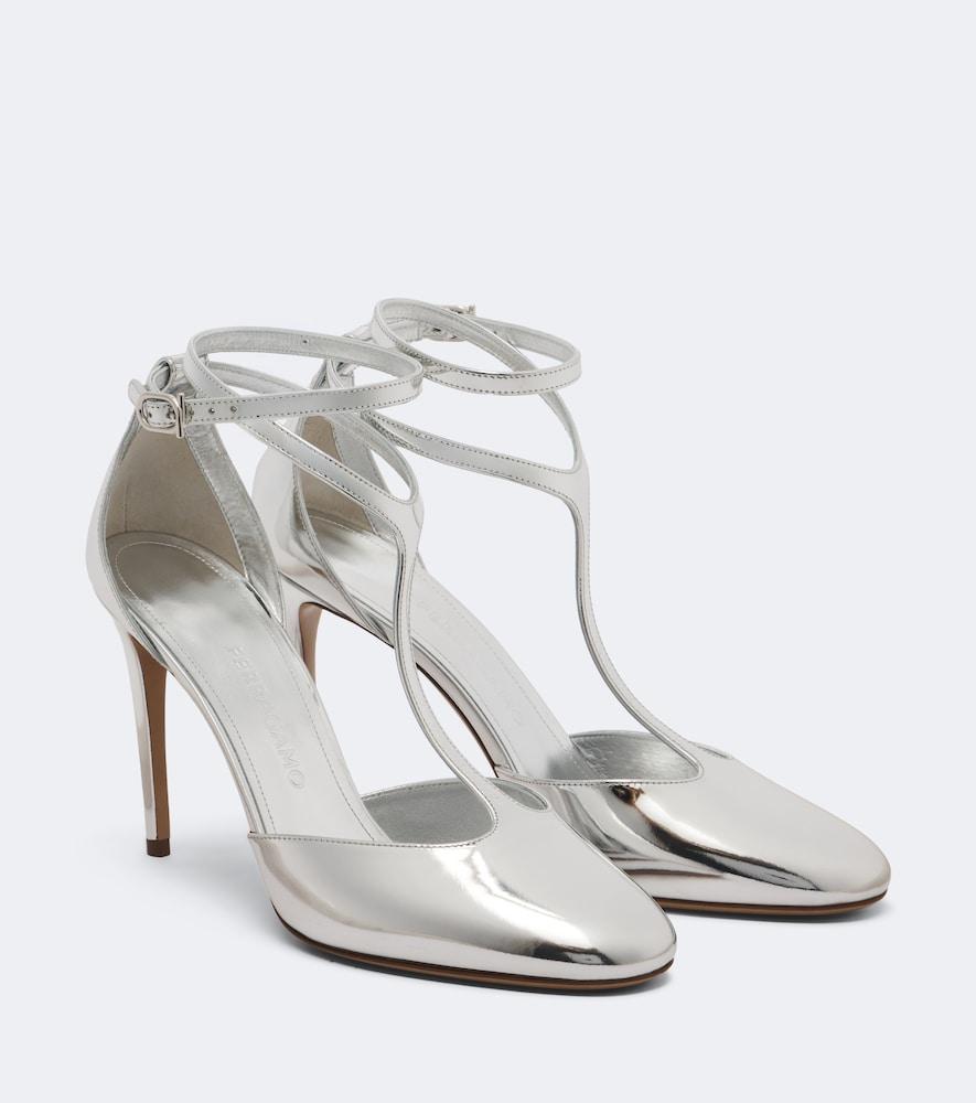 ferragamo tildea metallic leather slingback pumps
