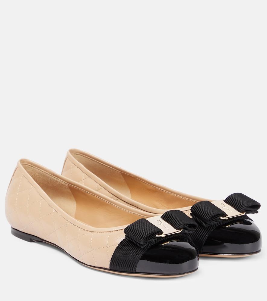 ferragamo varina quilted leather ballet flats