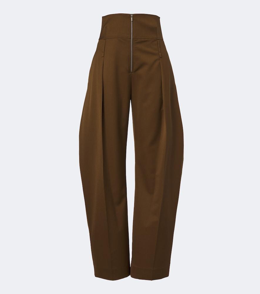 ferragamo wool and cashmere barrel-leg pants