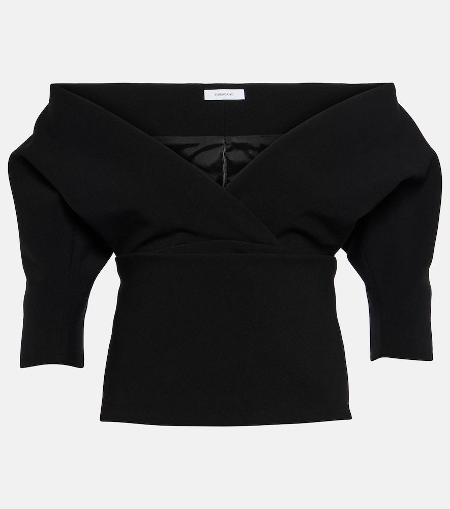 ferragamo wool-blend gabardine top