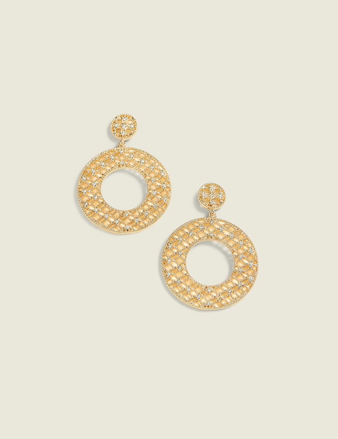 filigree circle drop earrings