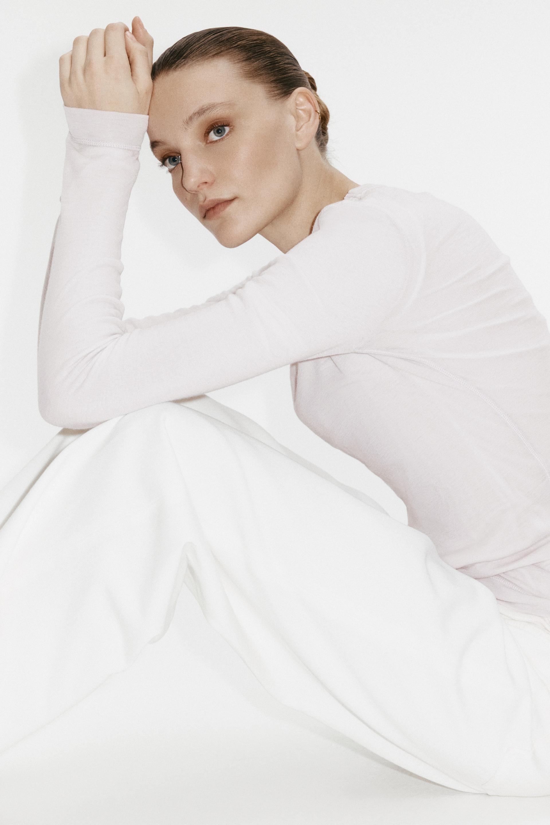 fine-knit wool top