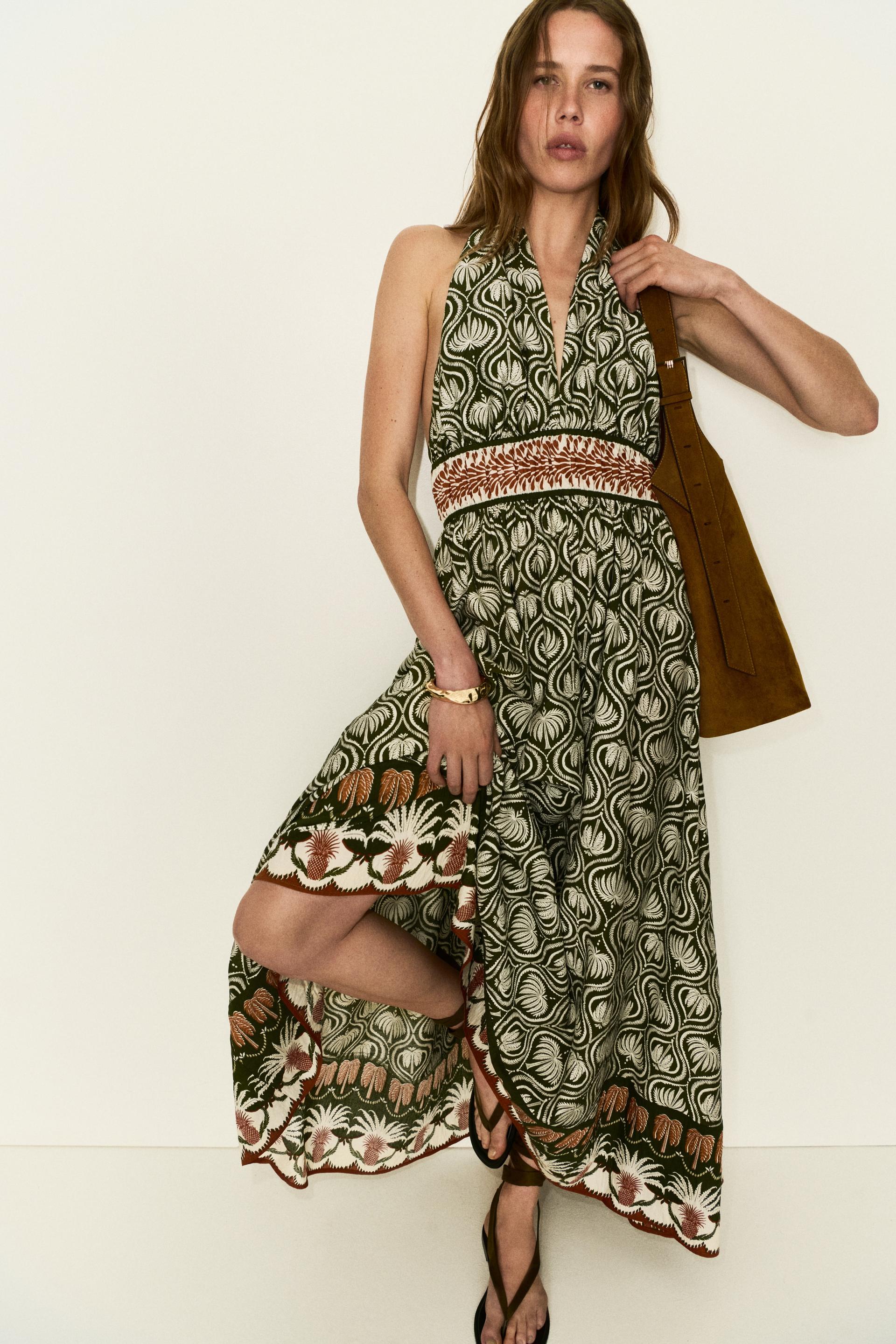 flared halterneck dress