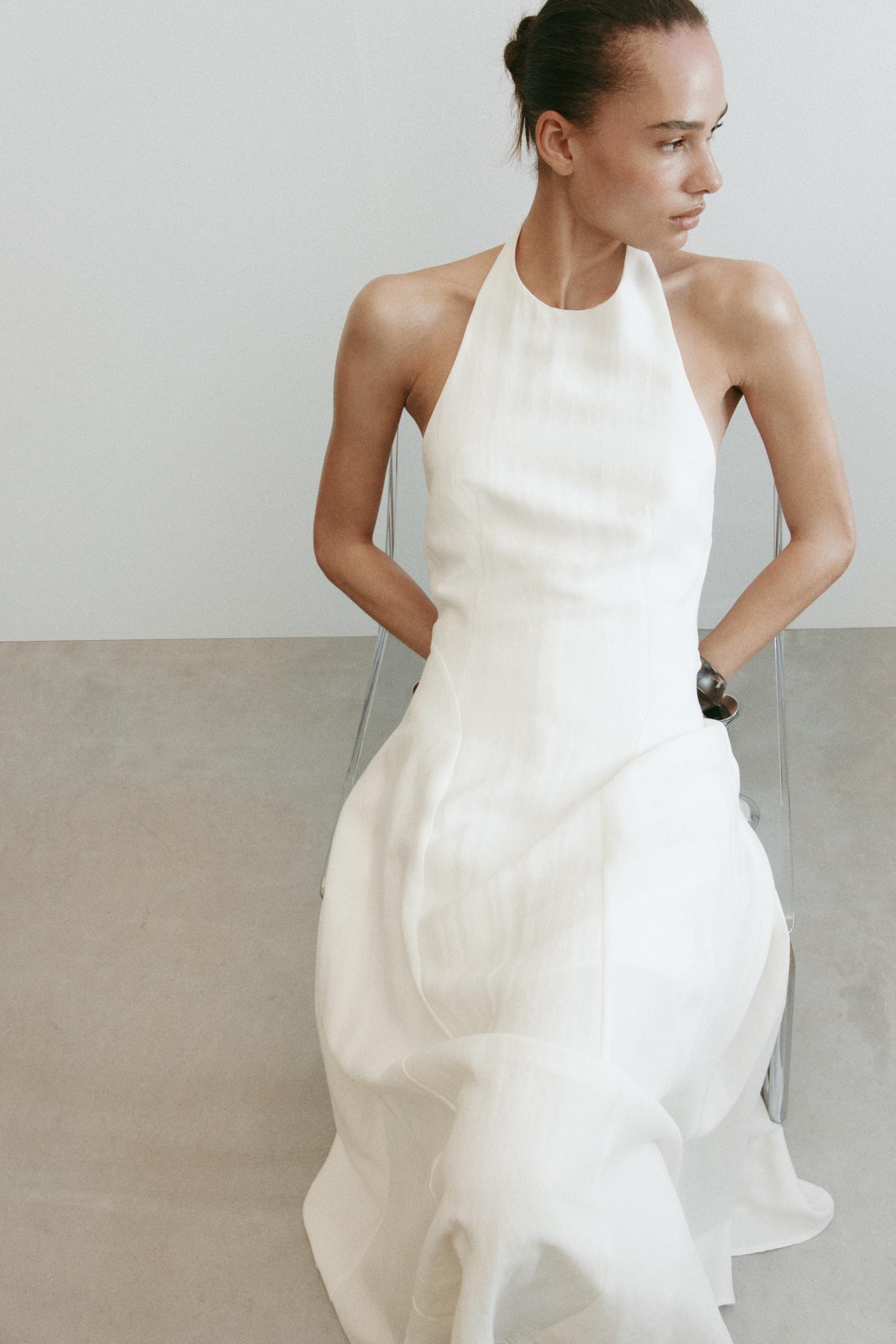 flared halterneck dress