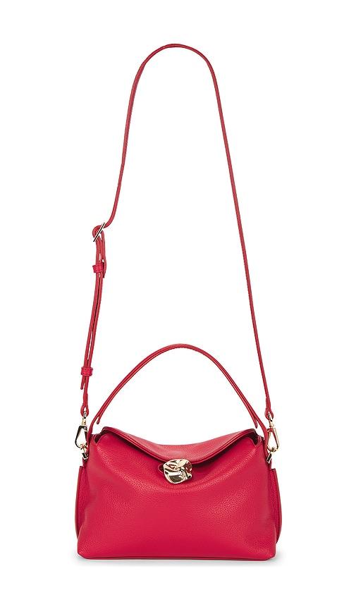 flattered hanna mini top handle bag in red.
