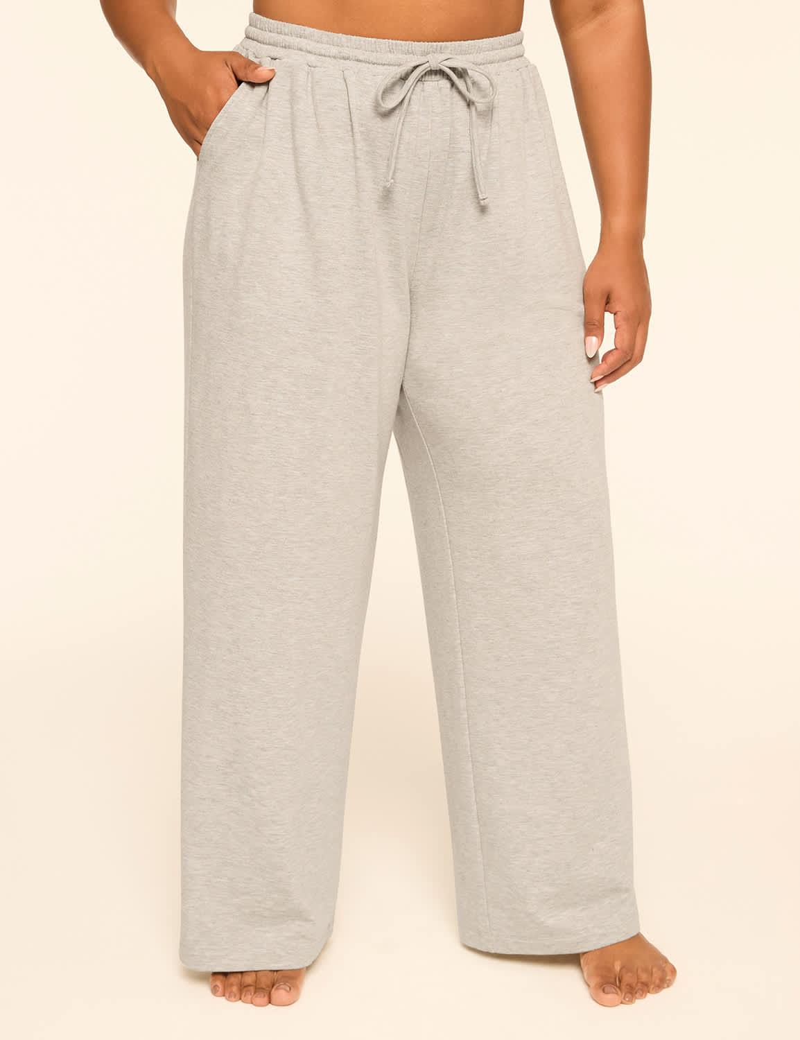 fleece terry wide leg lounge pant
