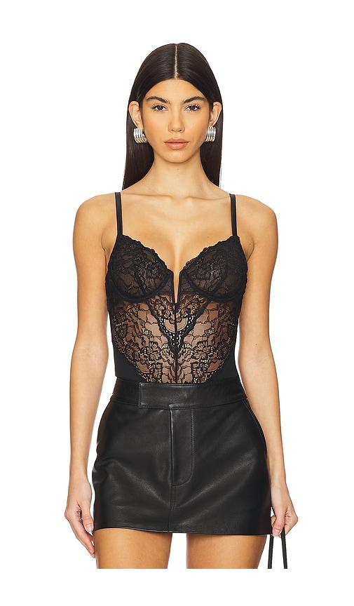 fleur du mal bianca lace bodysuit in black. - size l (also in m, s, xs)