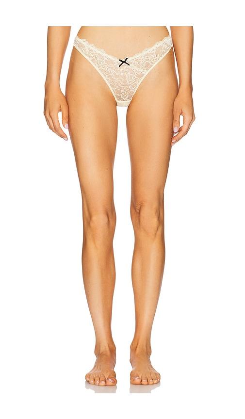 fleur du mal bianca lace thong in cream. - size 3 (also in 4, 5)