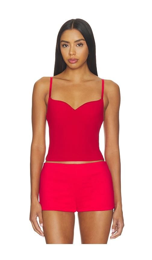 fleur du mal built-in bra cami top in red. - size 36c (also in 36dd)