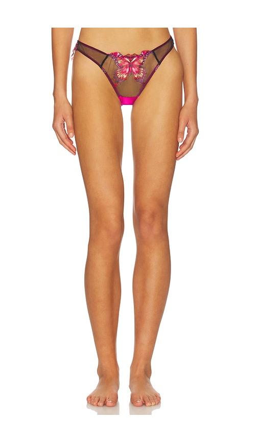 fleur du mal butterfly embroidery cheeky in pink. - size 1 (also in 2, 3, 4)