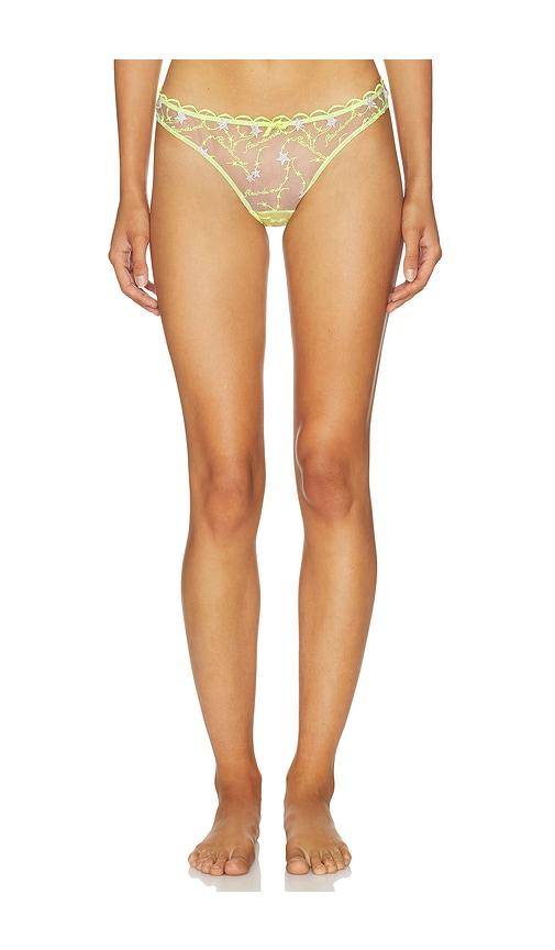fleur du mal etoile embroidered thong in yellow. - size 1 (also in 2, 3, 4, 5)