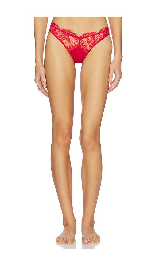 fleur du mal frankie lace thong in red. - size 3 (also in 4, 5)