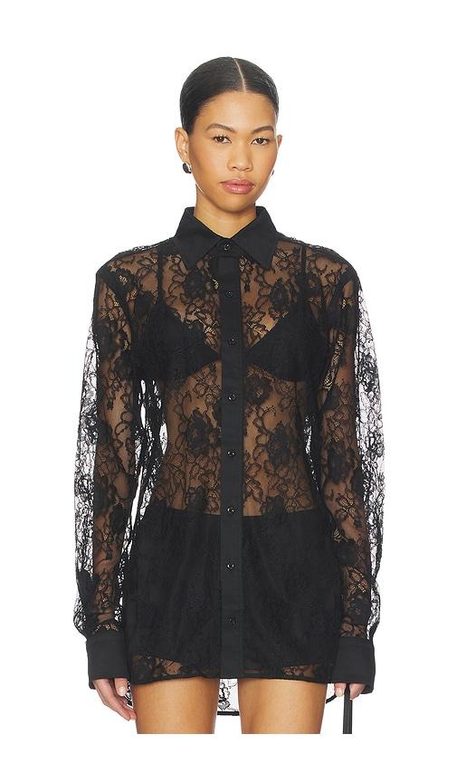 fleur du mal juliet lace button down in black. - size l (also in xs)