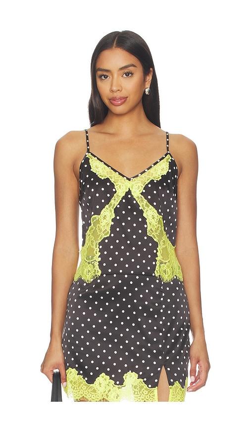 fleur du mal juliet lace dotted cami in black & white. - size l (also in m, s, xs)