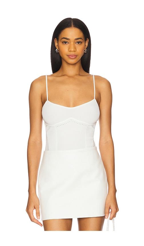 fleur du mal knit underbust cami bodysuit in white. - size l (also in m)