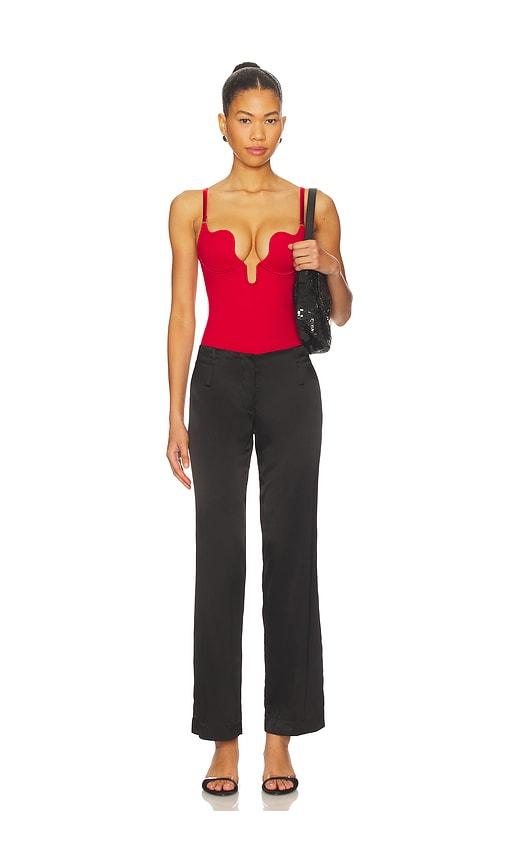 fleur du mal le stretch micro seduce u-plunge bodysuit in red. - size l (also in s, xl)