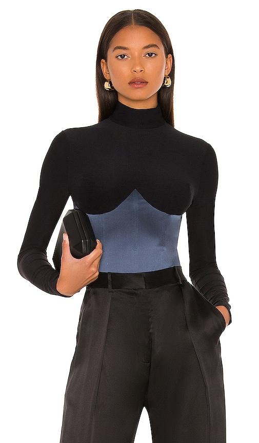 fleur du mal mock neck long sleeve bodysuit in black. - size l (also in m)