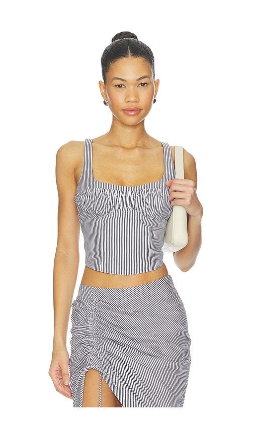 fleur du mal poplin bustier top in black. - size 0 (also in 2, 4)