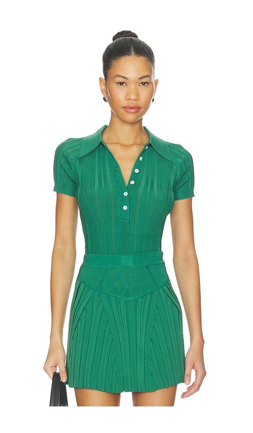 fleur du mal rib polo bodysuit in green. - size m (also in xs, s)