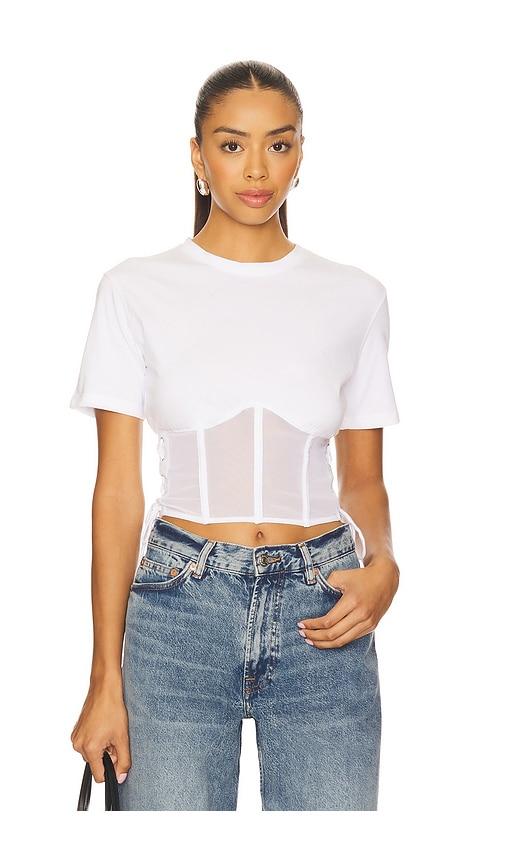 fleur du mal sabrina corset t-shirt in ivory. - size l (also in xs, s, m)