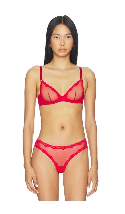 fleur du mal sheer tulle demi bra in red. - size 34b (also in 34d, 36b, 36d)