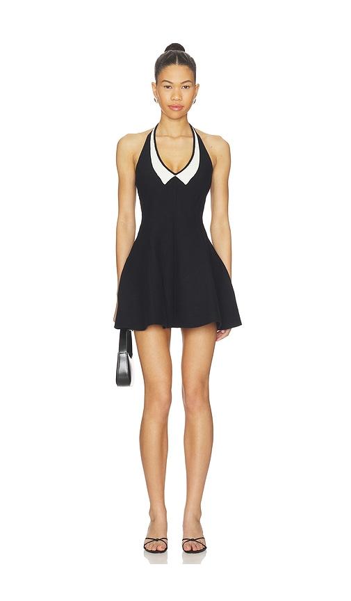 fleur du mal sofia collared flare dress in black,white. - size l (also in m)