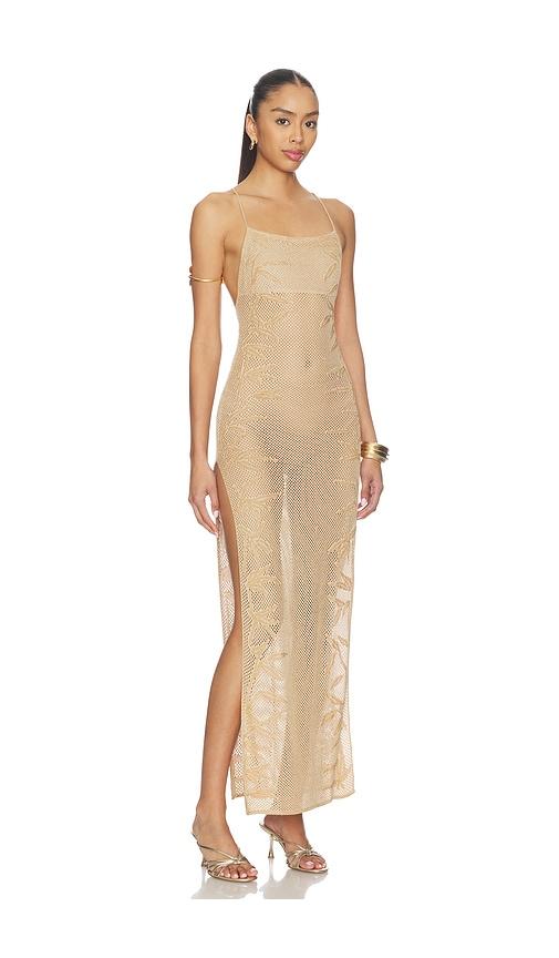 flook the label solara dress in metallic gold. - size l (also in s, xs, m)
