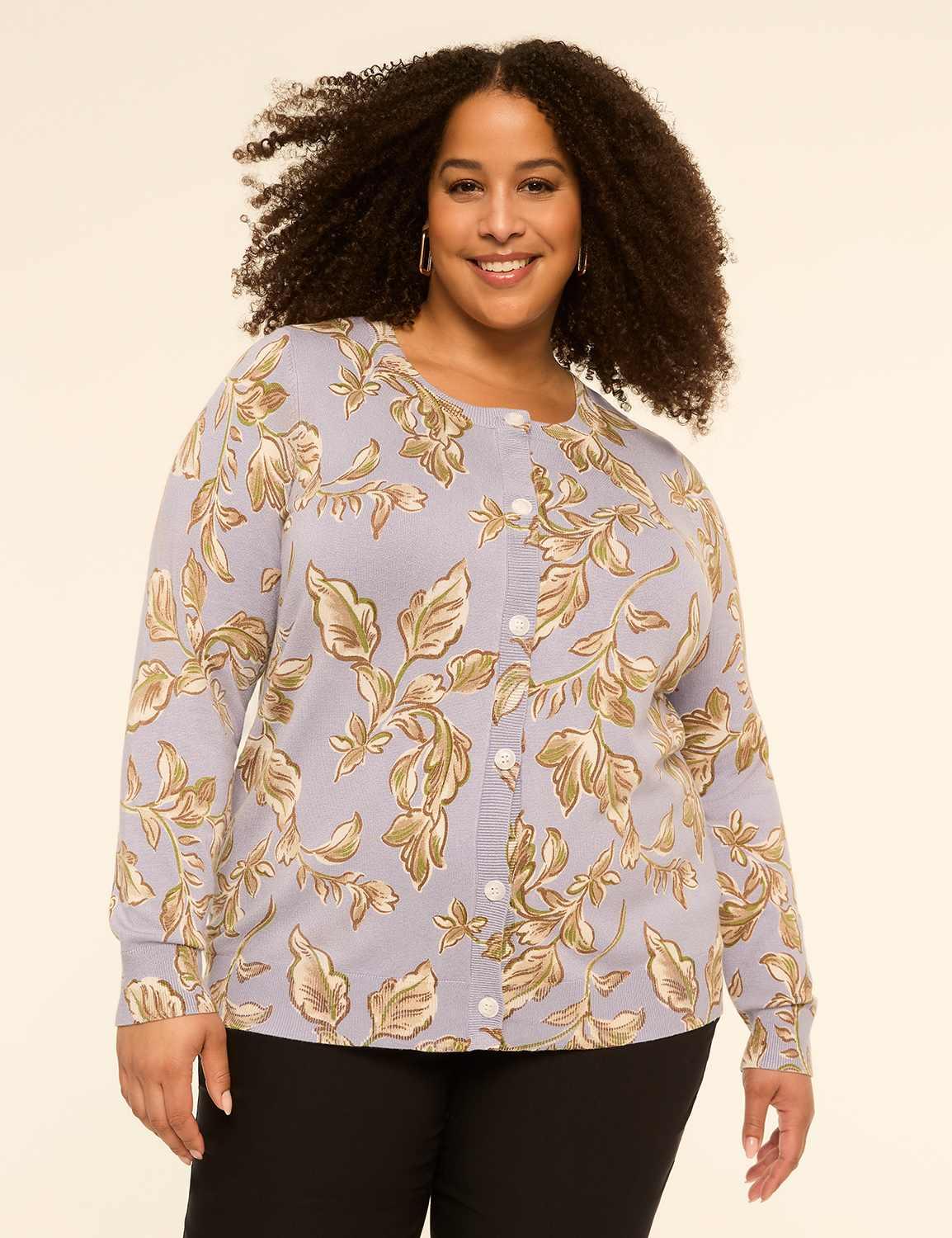 floral print button-front cardigan