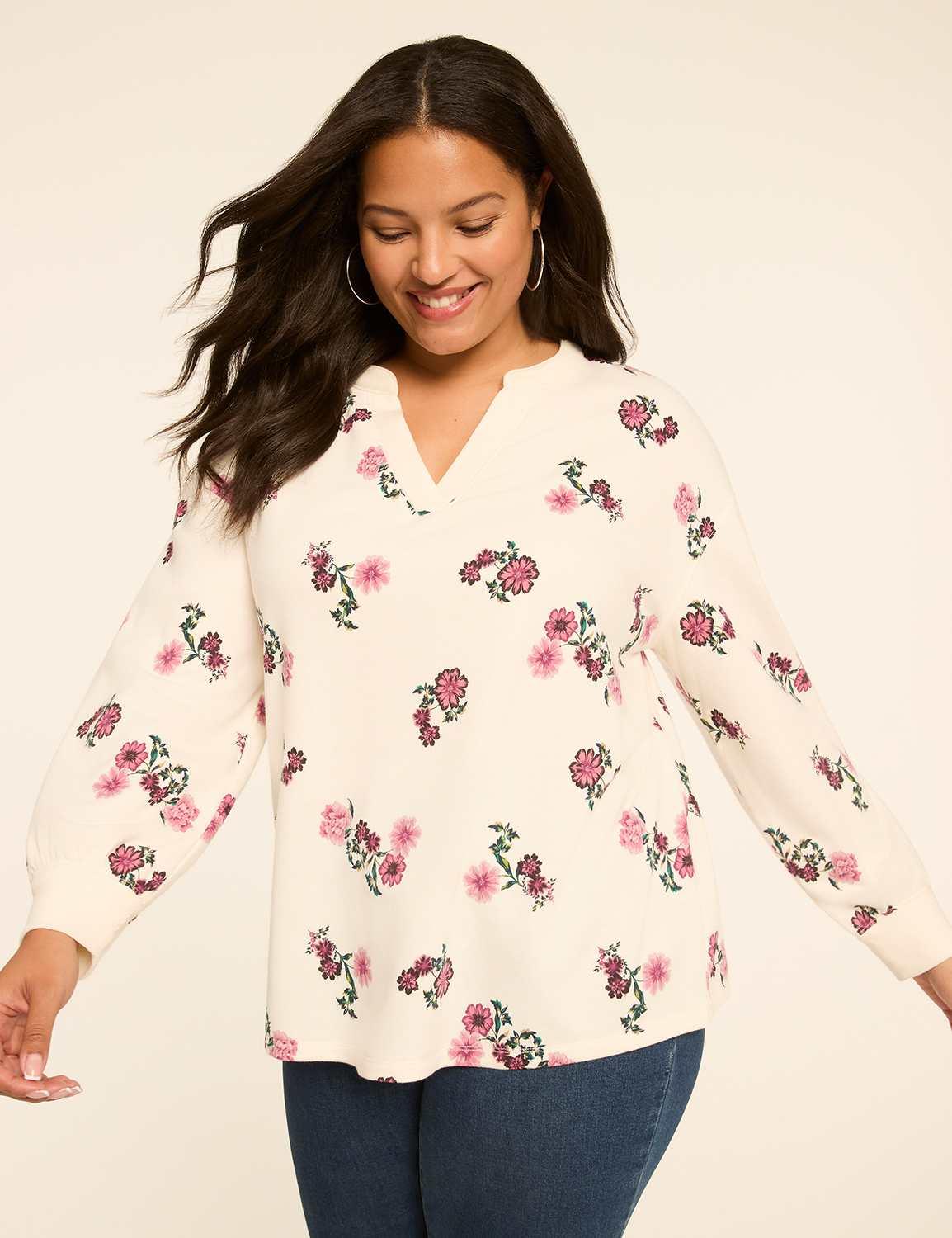 floral print notch-neck sweatshirt