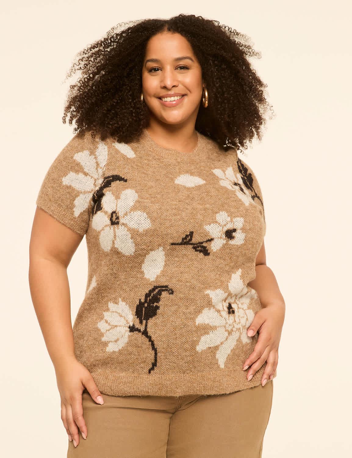 floral print short-sleeve sweater tee