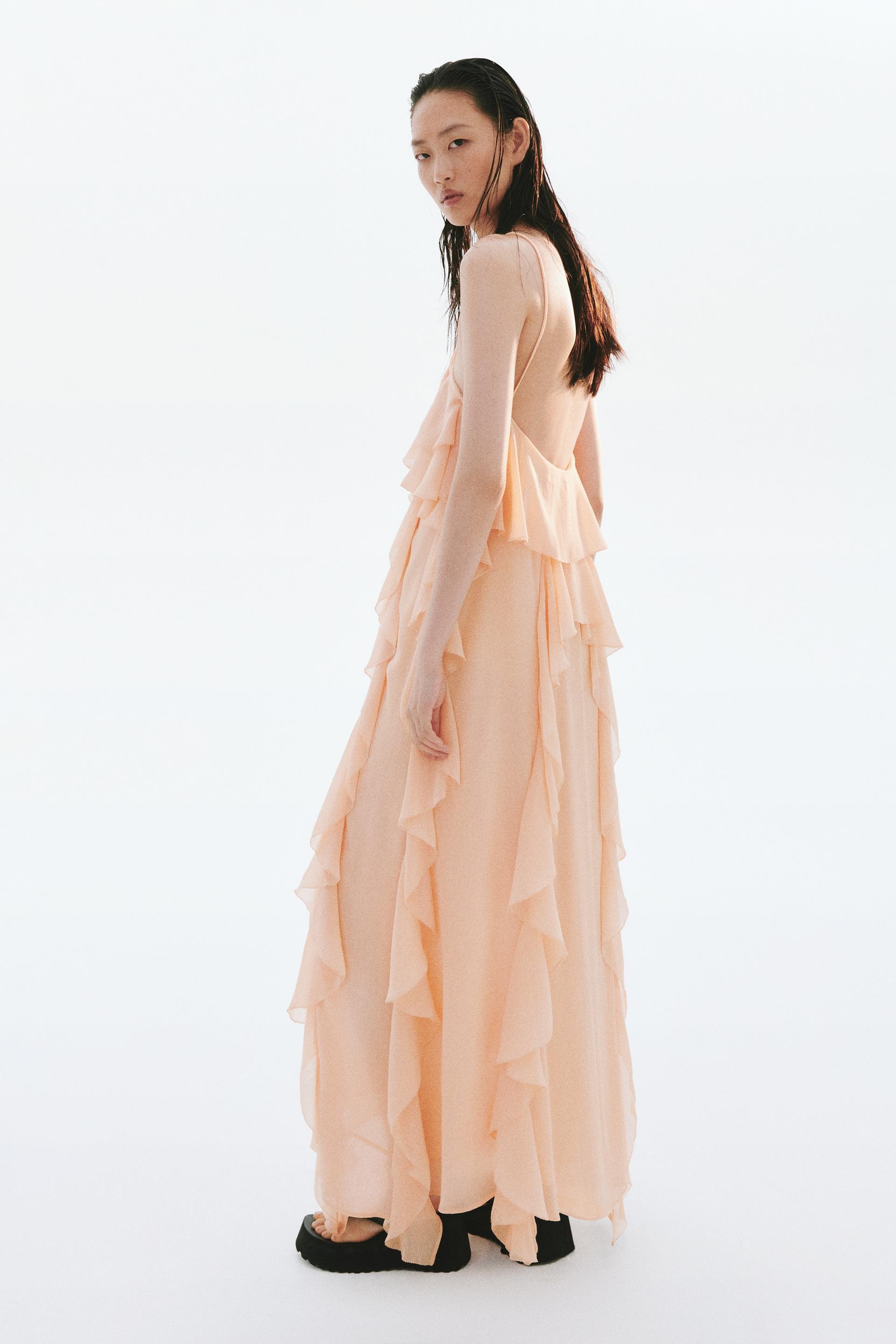 flounced chiffon dress