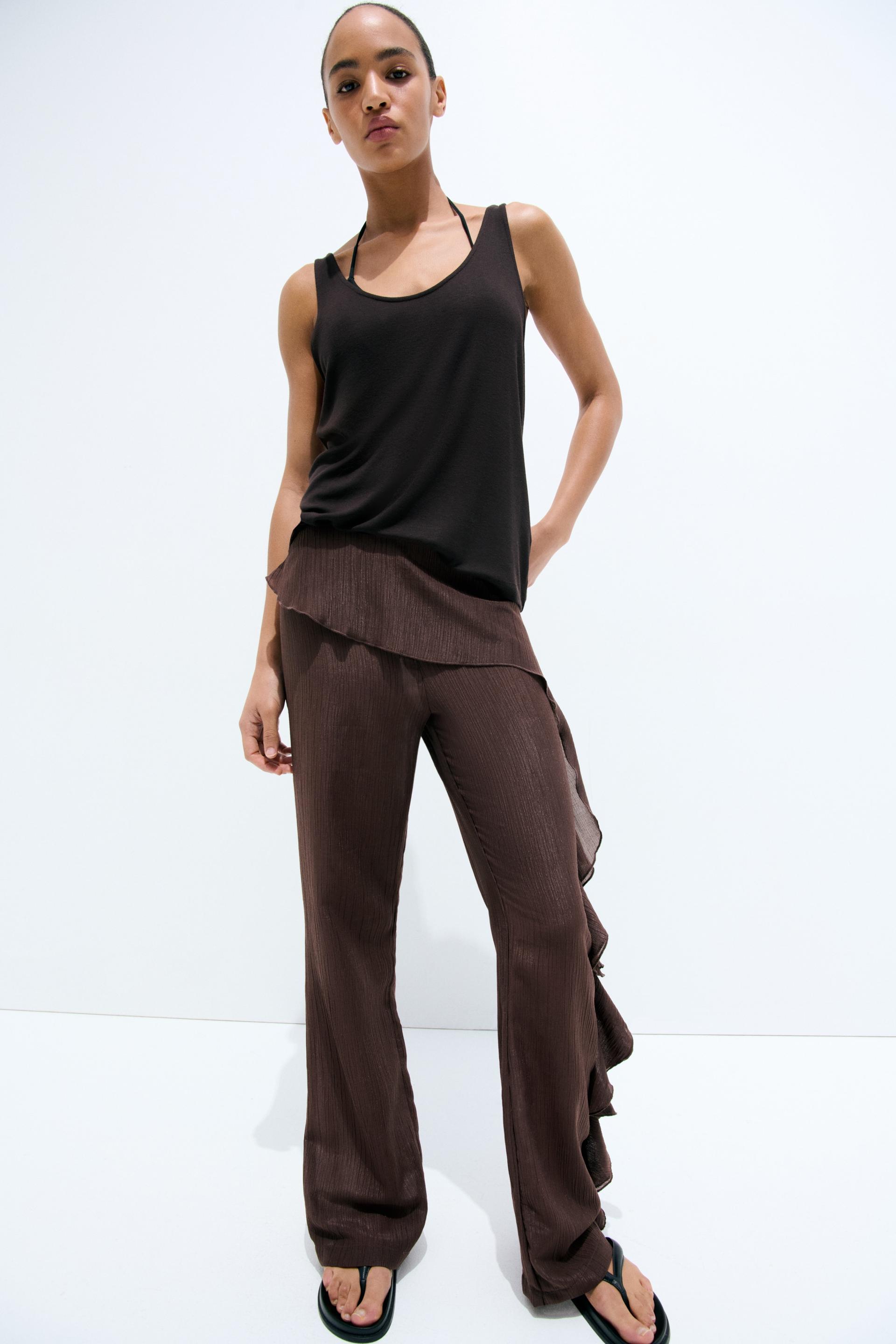 flounced crinkled pants