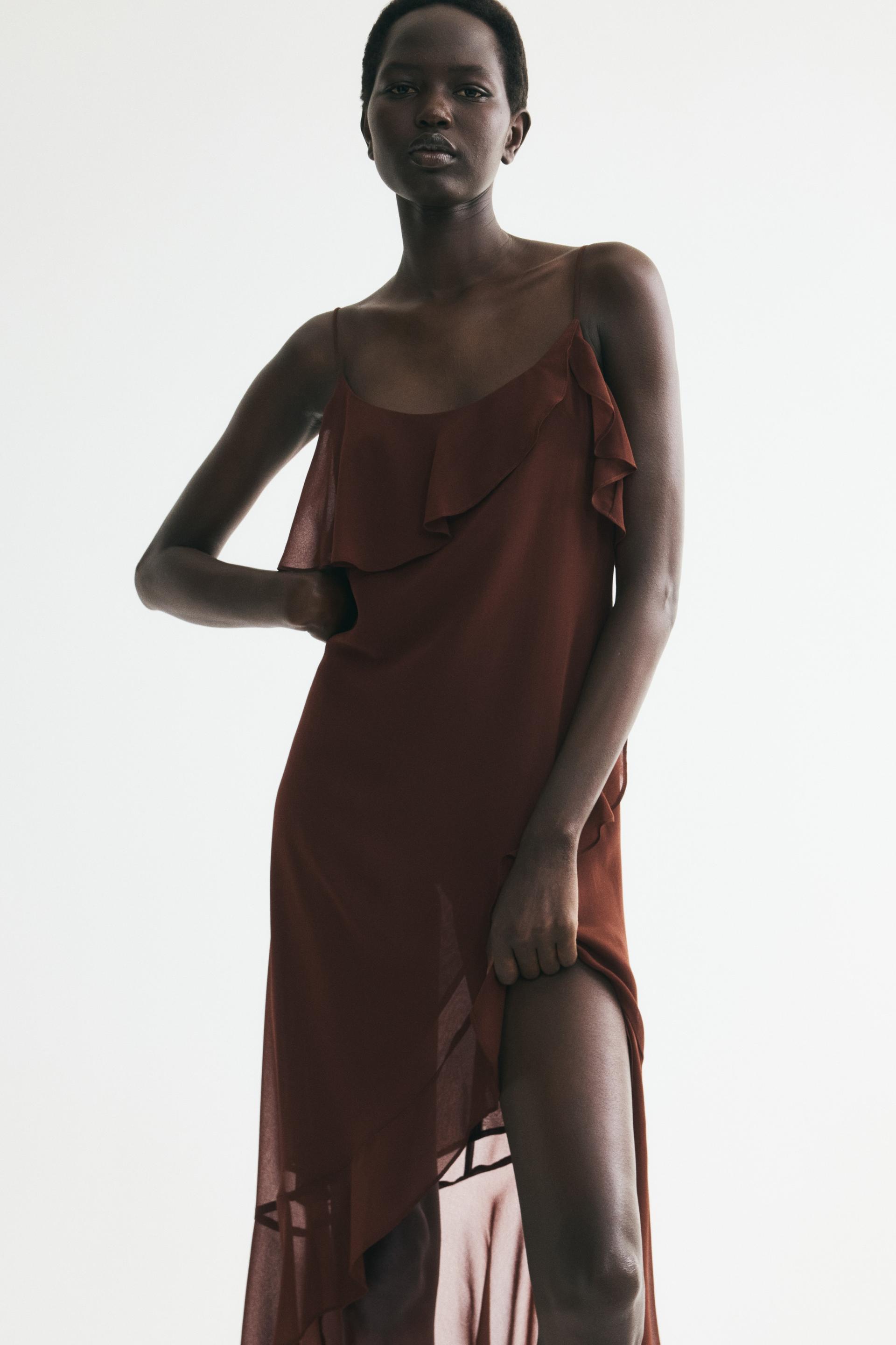 flounced strappy dress