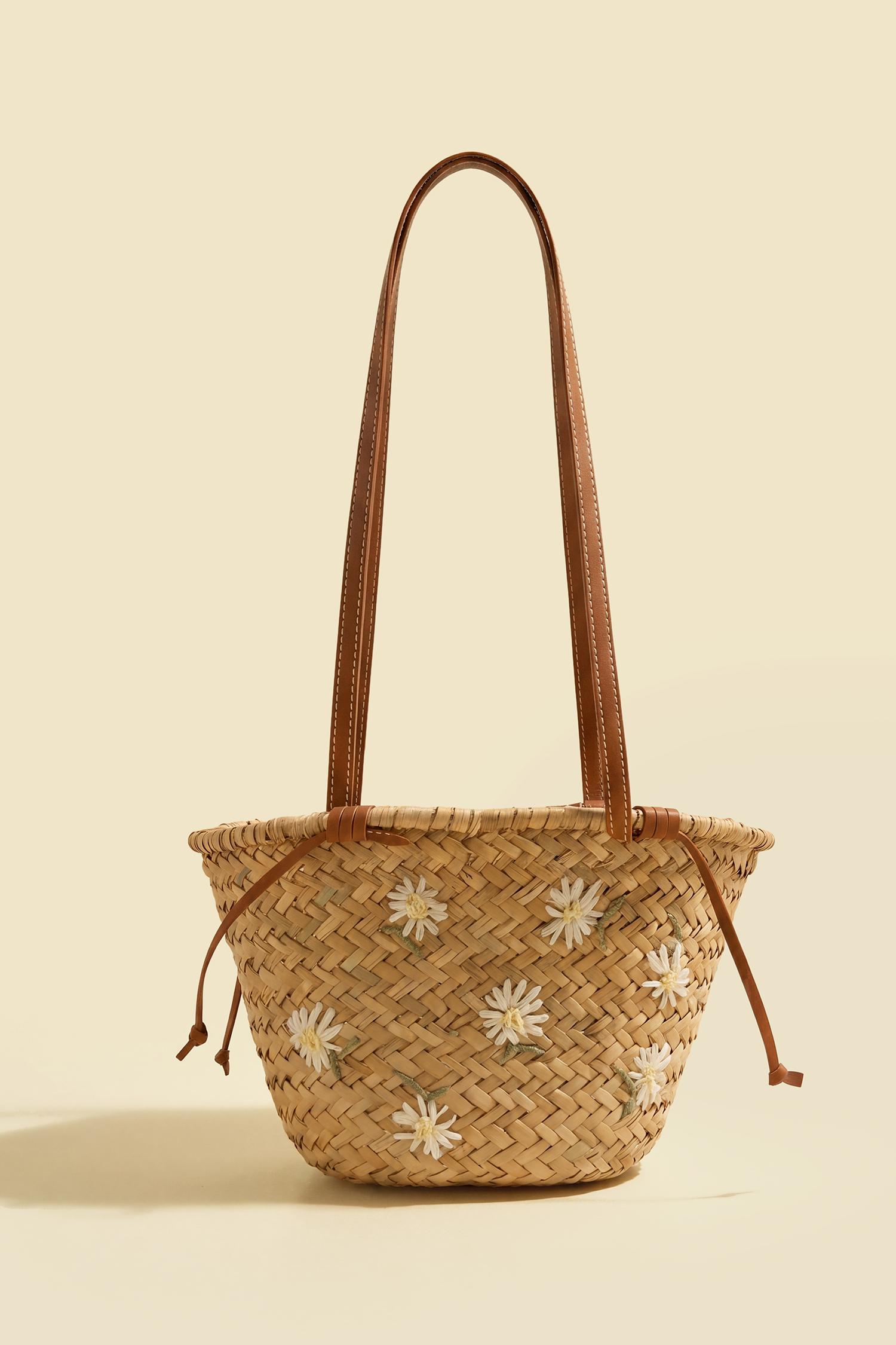 flower basket straw bag - f