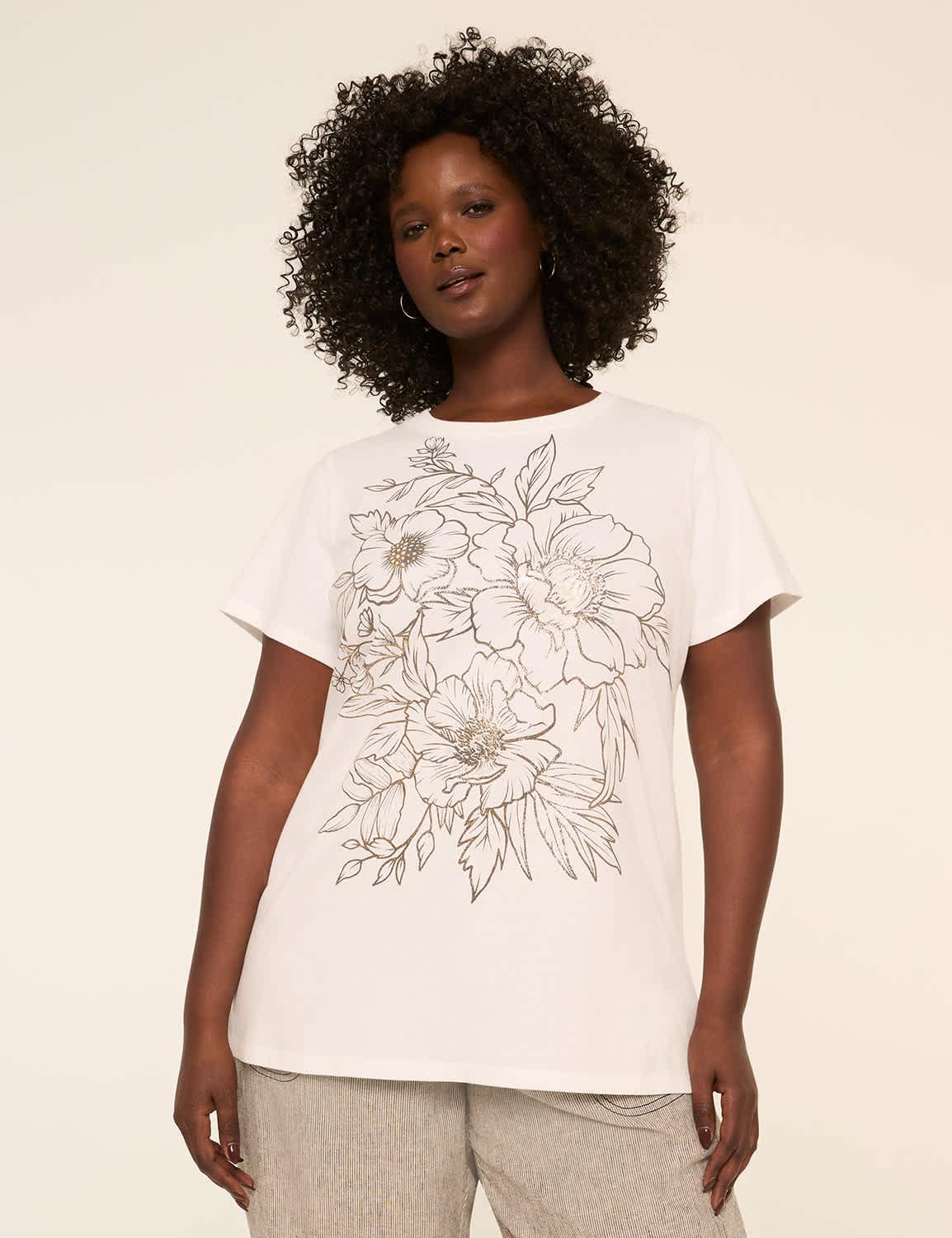 flower outline graphic tee