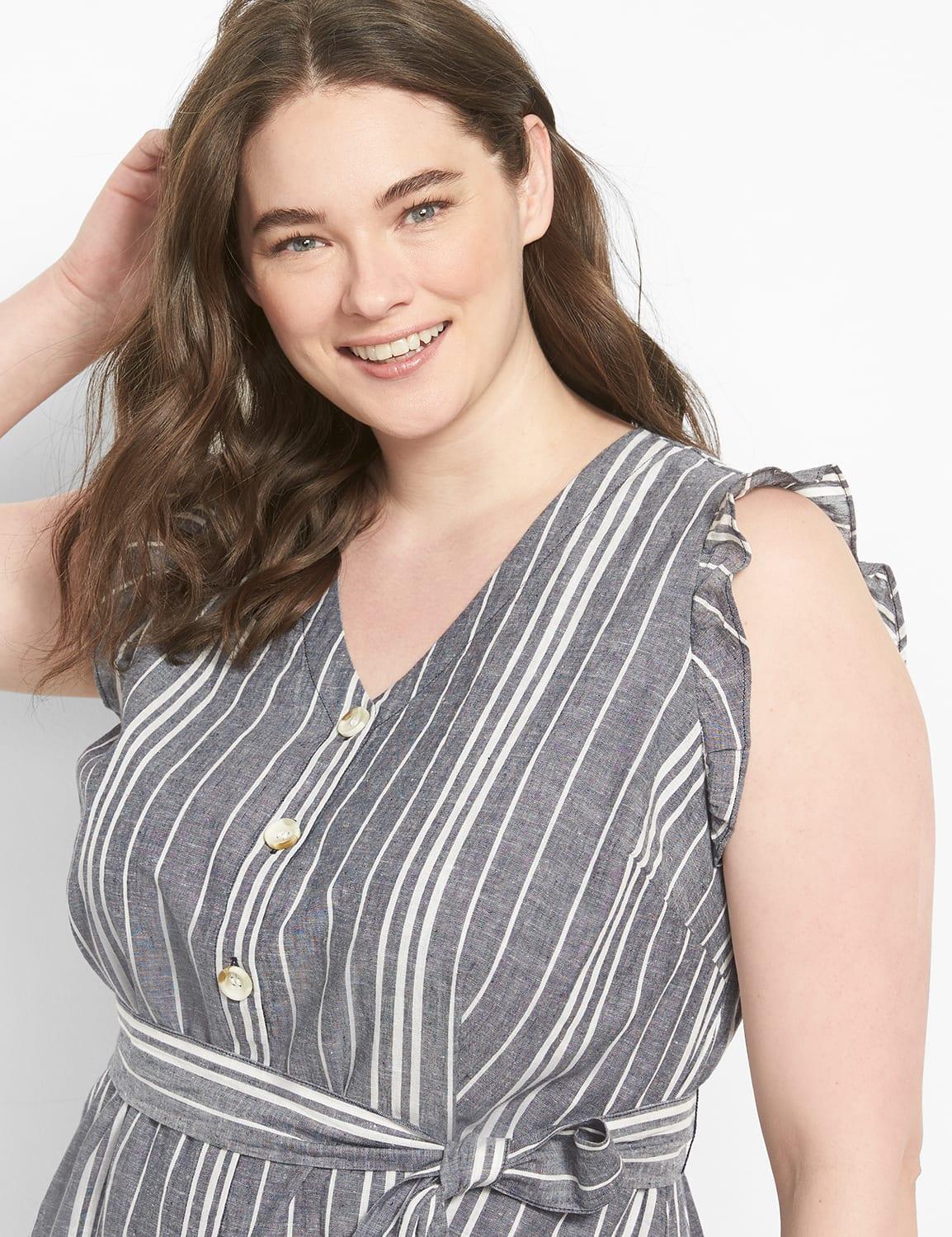 flutter cap-sleeve button-front midi dress