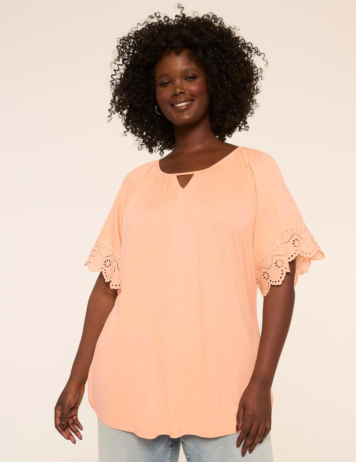 flutter-sleeve crochet-trim top