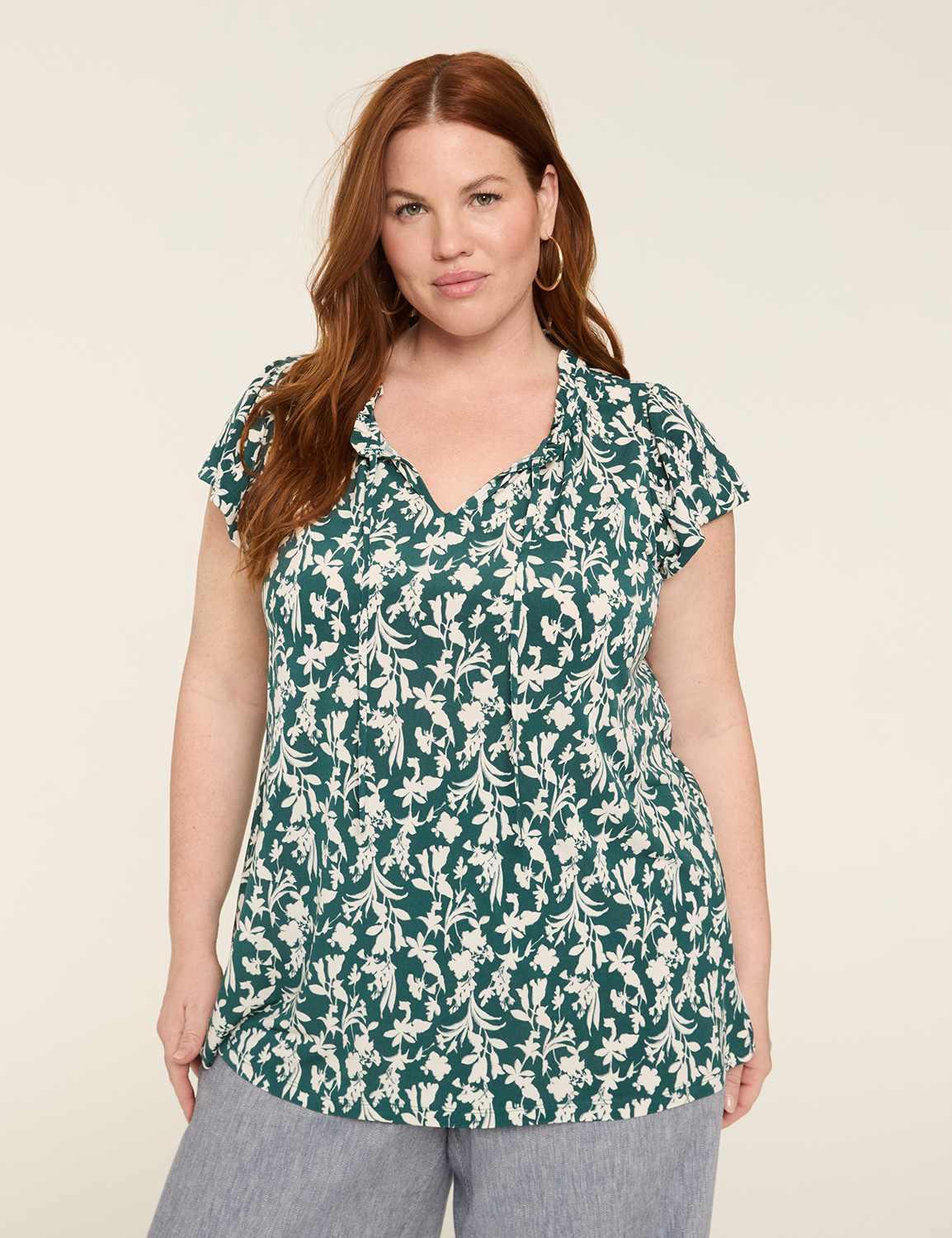 flutter-sleeve notch-neck top