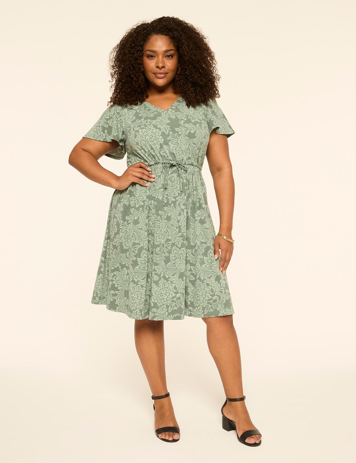 flutter-sleeve v-neck tie-waist short dress