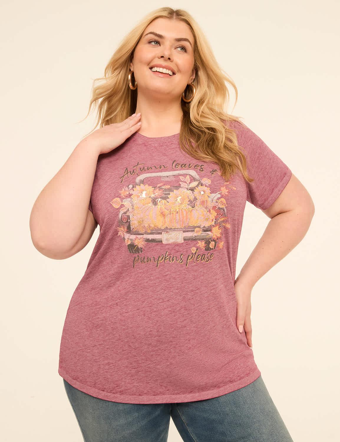 foiled autumn leaves & pumpkins please graphic tee