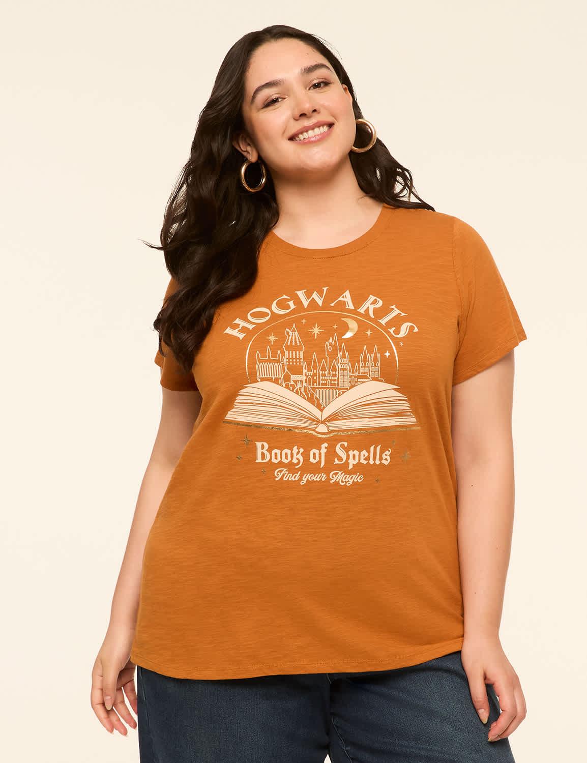 foiled hogwarts book of spells graphic tee