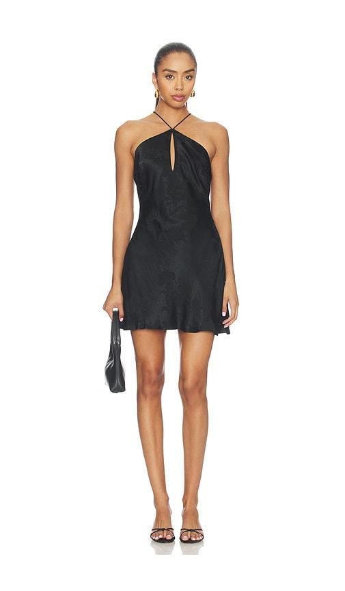 for love & lemons adrift satin halter mini dress in black. - size l (also in xs, s, m, xl)