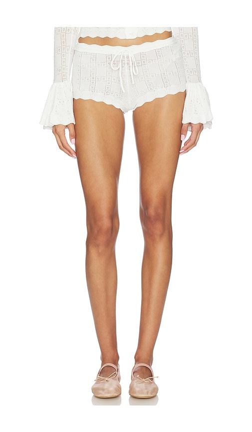 for love & lemons bayberry pointelle shorts in white. - size l (also in xs, s, m, xl)