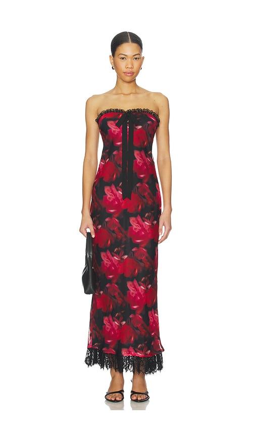 for love & lemons dark romance maxi dress in red,black. - size m (also in xxs, xs, s, xl)