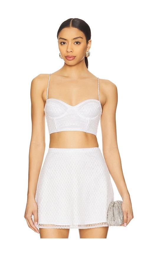 for love & lemons glitter grid bustier top in white. - size m (also in s, xl, xs)