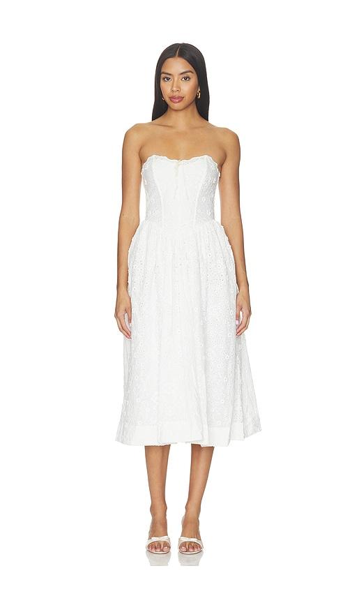 for love & lemons laura eyelet midi dress in white. - size l (also in xs, s, m, xl)