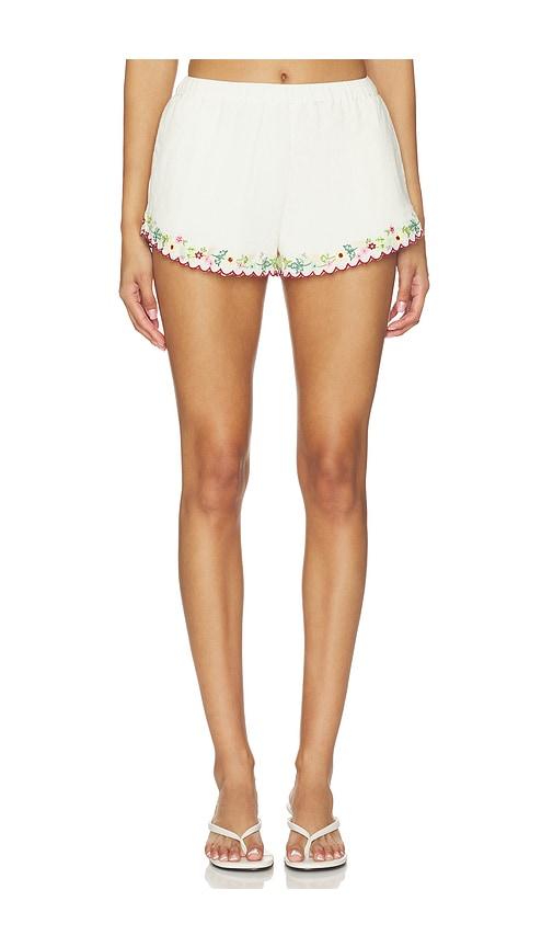 for love & lemons leah cotton shorts in cream. - size l (also in xs, s, m, xl)