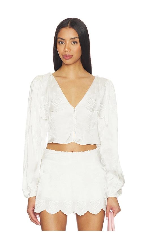 for love & lemons locked hearts top in white. - size l (also in m, s, xs)