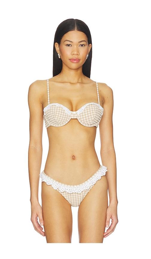 for love & lemons vera bikini top in tan. - size l (also in m, s, xl)